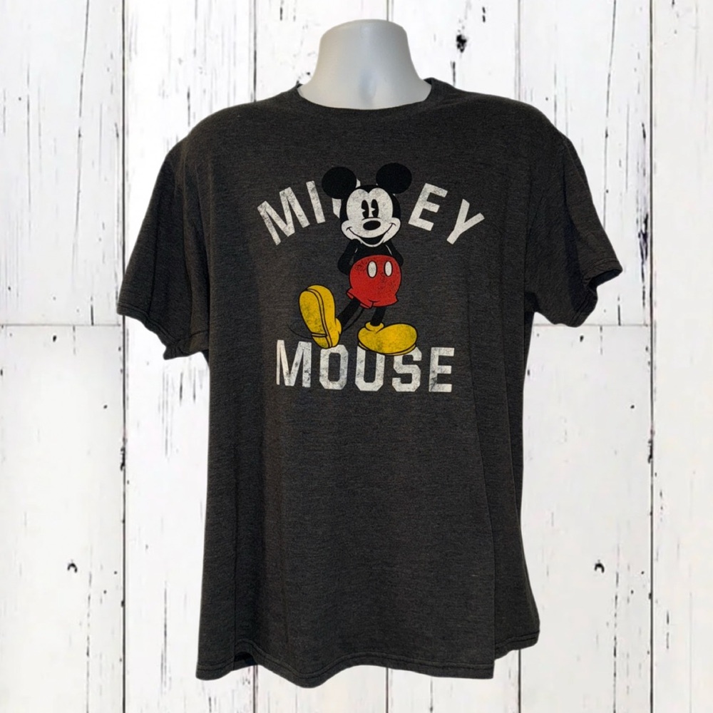 Disney Mickey Mouse Graphic T-Shirt XL Gray Short Sleeve Casual Tee